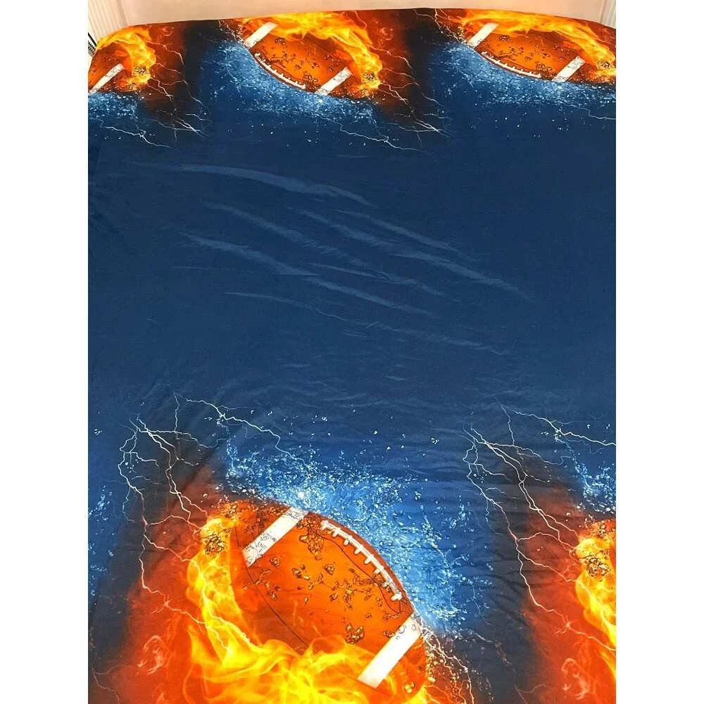 Football Fire Flame Sport NFL Twin Bed Duvet Cover Pillow Sham Bedding Kid Teen